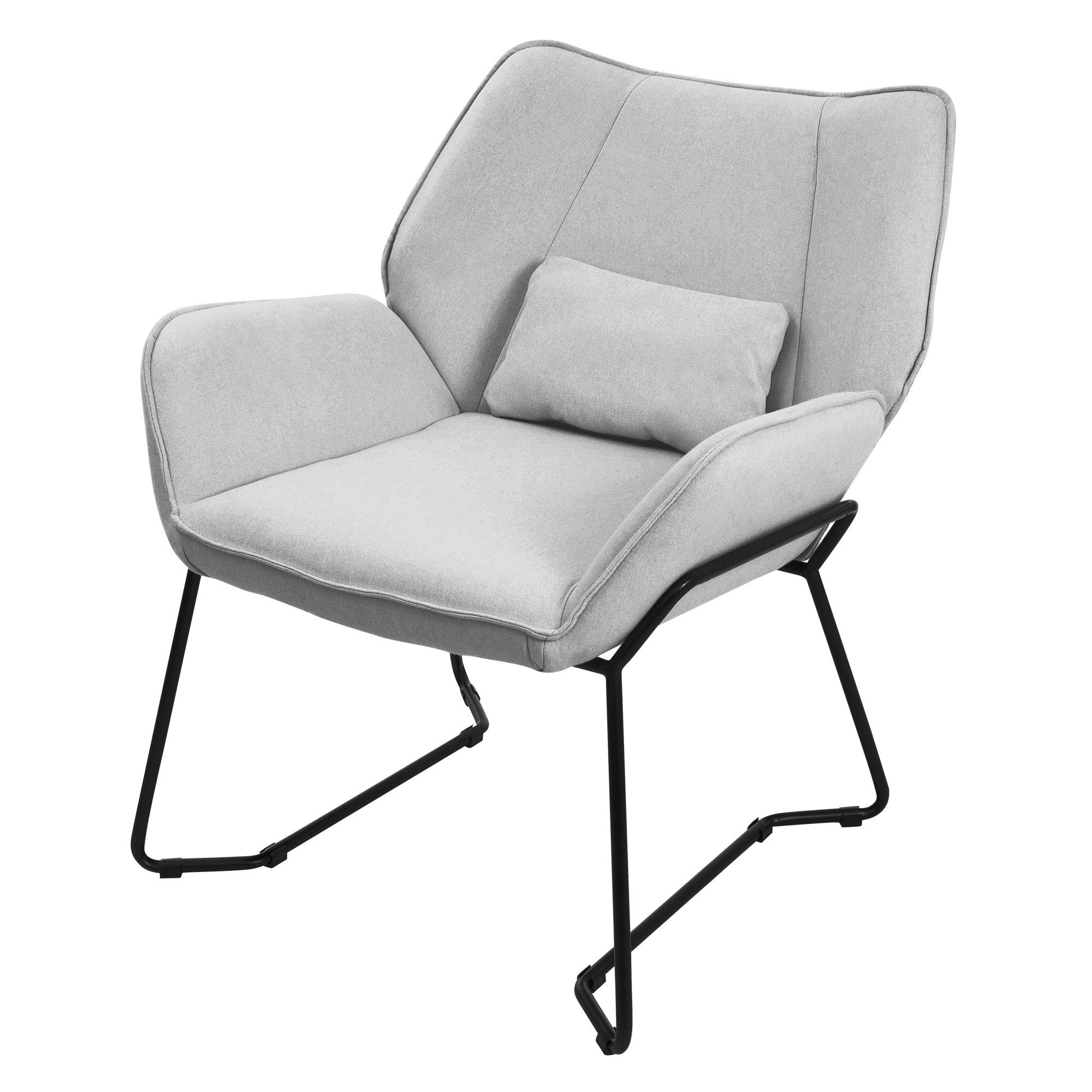 ML-DESIGN KŘESLO do obývacího pokoje, světle šedé, látkové, relaxační křeslo s bederním polštářem a područkami