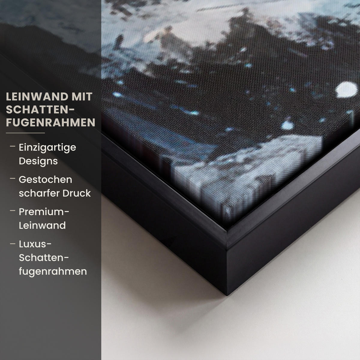 LEINWAND Bilder mit Rahmen - Weihnachtsdorf - Häuser - Schnee - Weihnachten - 150x100 - Sandfarben, Textil (150/100cm) - MuchoWow