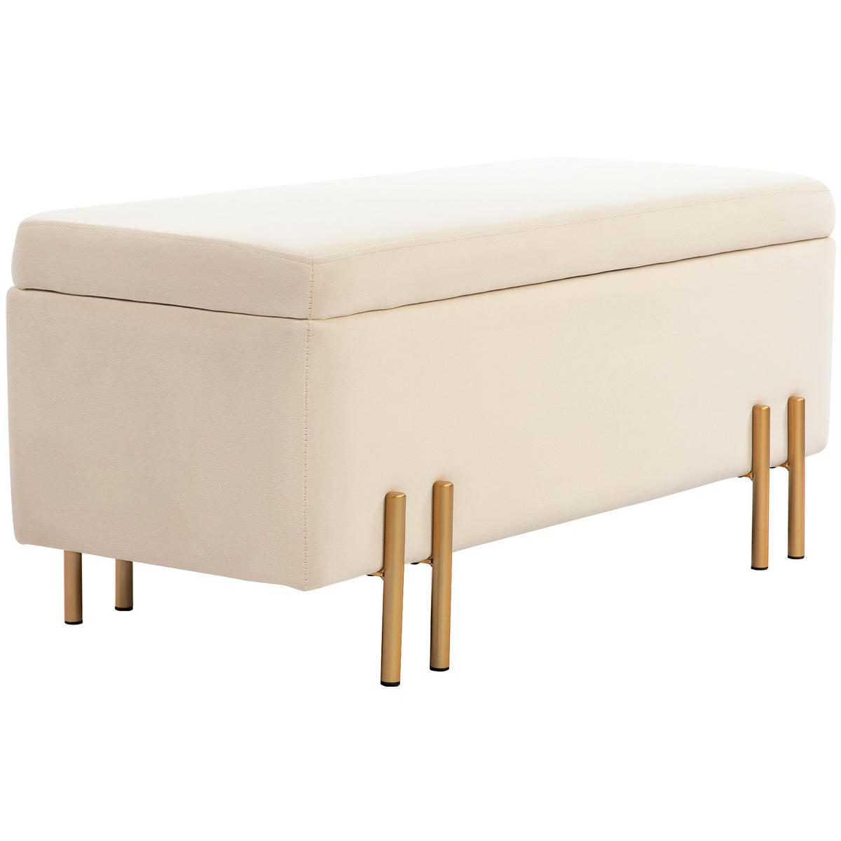 TRUHENBANK DE-16399 mit Stauraum und Samtbezug Beige/Gold - Beige, Textil (100/42/40cm) - ComfortXL