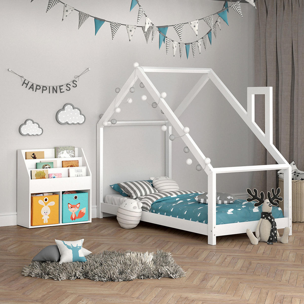 KINDERREGAL Luigi Weiß 72 x 79 cm mit 2 Faltboxen opt.1 - Weiß, Holzwerkstoff (72/79/30.7cm) - Vicco