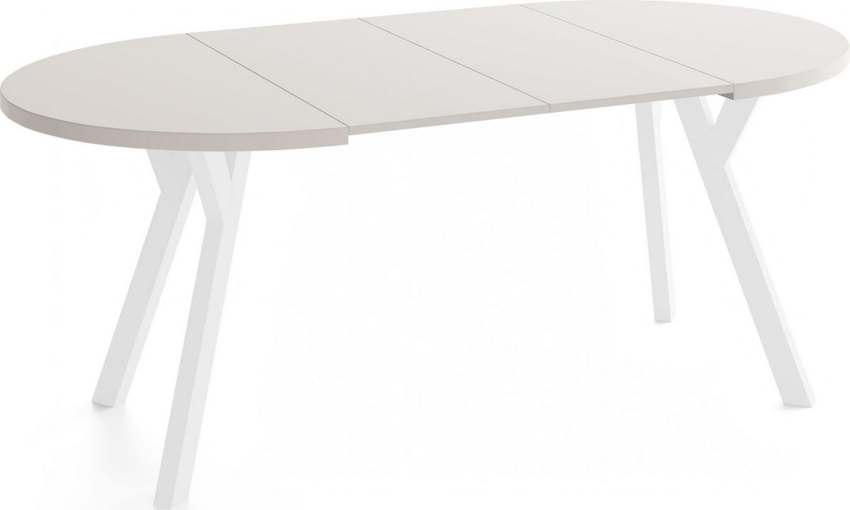 ESSTISCH Vero Weiß rund ausziehbar verlängerbar, Kaschmir 100-200/100/77 cm - Kaschmir/Weiß, Holz/Holzwerkstoff (100/100/77cm) - WFL GROUP