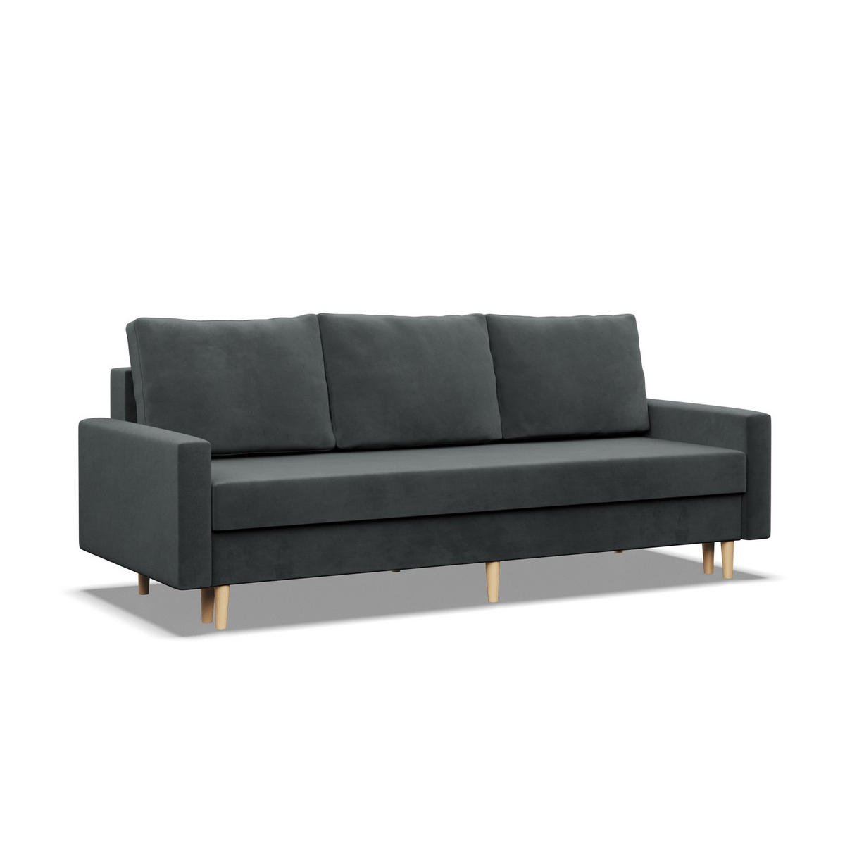 SOFA 3-SITZER MIT SCHLAFFUNKTION BLANK, Dunkelgrau - Grau, Textil (212/88/92cm) - Mebligo