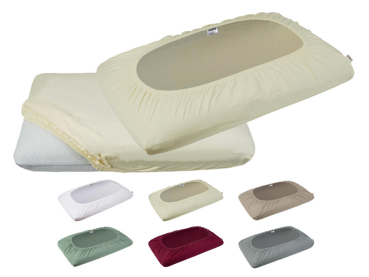 NACKENKISSEN-SPANNBEZUG BasicSoft Baumwoll-Jersey mit Elasthan saatpearl-beige 40/70 cm - Beige, Textil (40/70cm) - beties Heimtextil