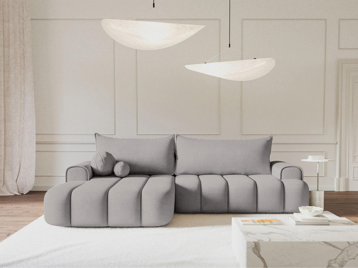 ECKSOFA Dandelino Grau mit Samtbezug, links - Schwarz/Grau, Kunststoff/Textil (271/172cm) - Selsey