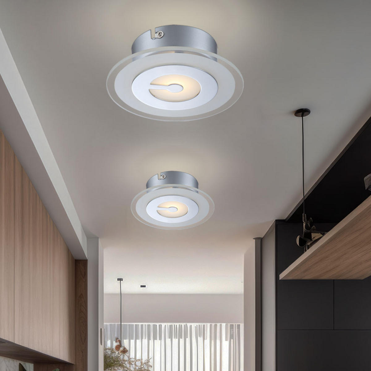 LED DECKENLEUCHTE Metall Chrom - Silberfarben, Glas (16/16/5.2cm) - Globo Lighting