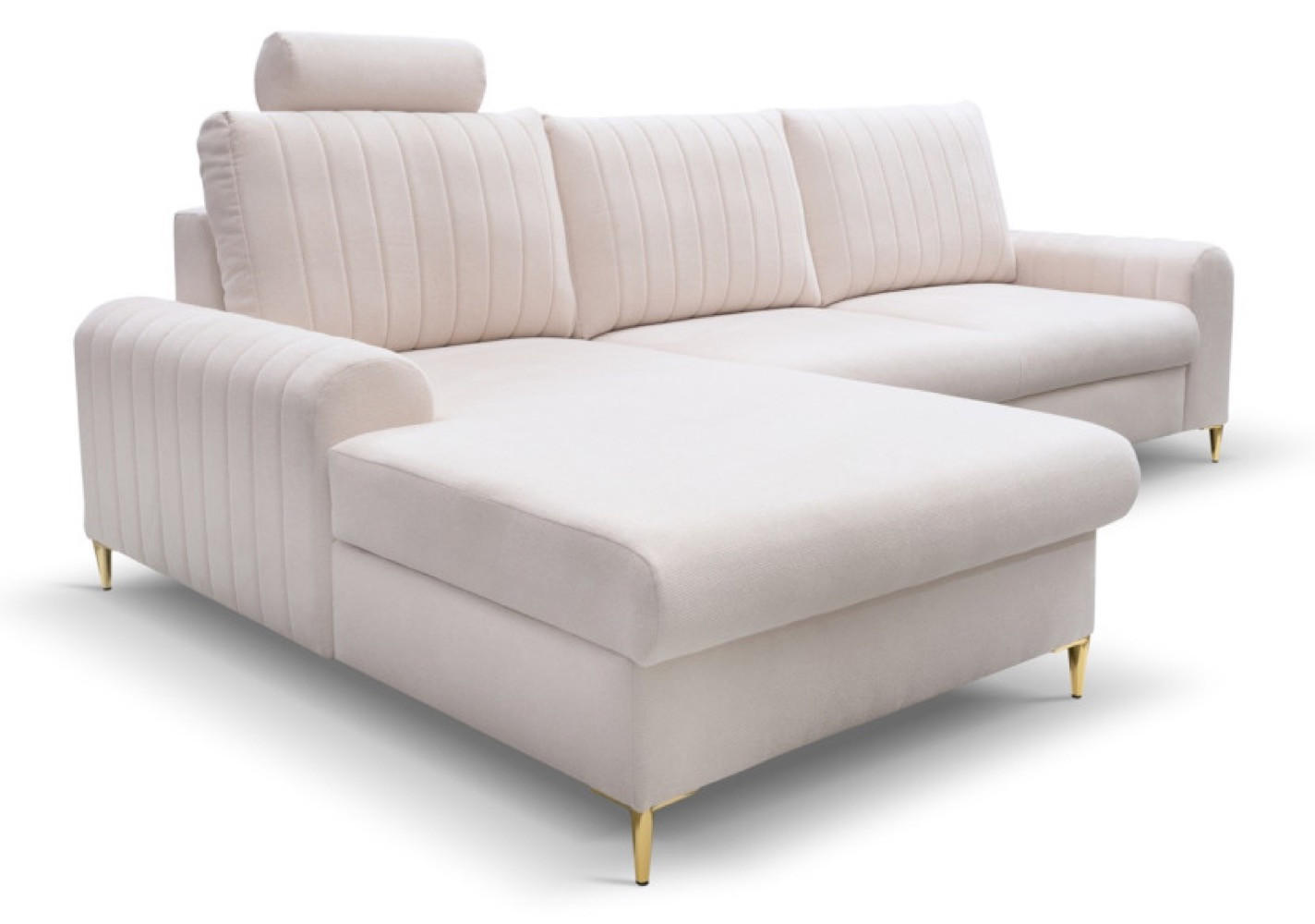 ECKSOFA Creme Mango Mit Schlaffunktion Links - Beige, Naturmaterialen/Textil (251/164cm) - Sepro Meble