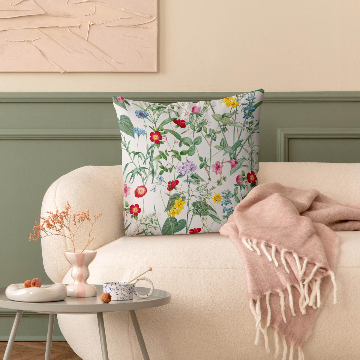 KISSENBEZUG Wildblumen auf Weiß 40/40 cm - Multicolor, Textil (40/40cm) - Bilderwelten