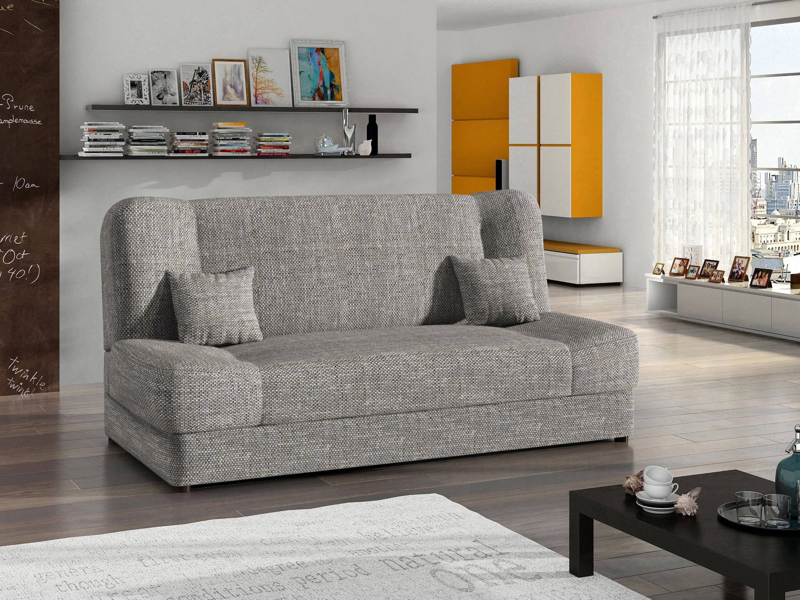 SCHLAFSOFA Jonas - Hellgrau, Holz/Textil (195/86/87cm)