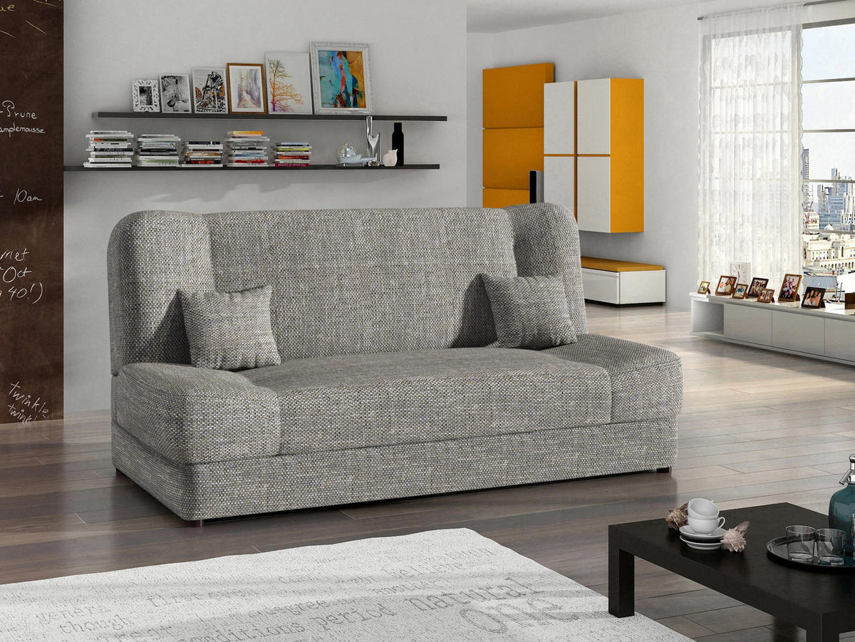 SCHLAFSOFA Jonas - Hellgrau, Holz/Textil (195/86/87cm)