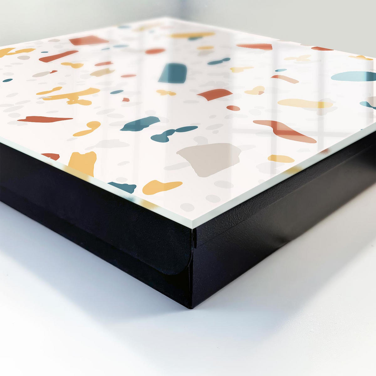 SCHLÜSSELBOX Schwarz 30x30 cm- Türöffnung nach rechts - Abstrakte Komposition - Beige, Metall (30/30/5cm) - TULUP