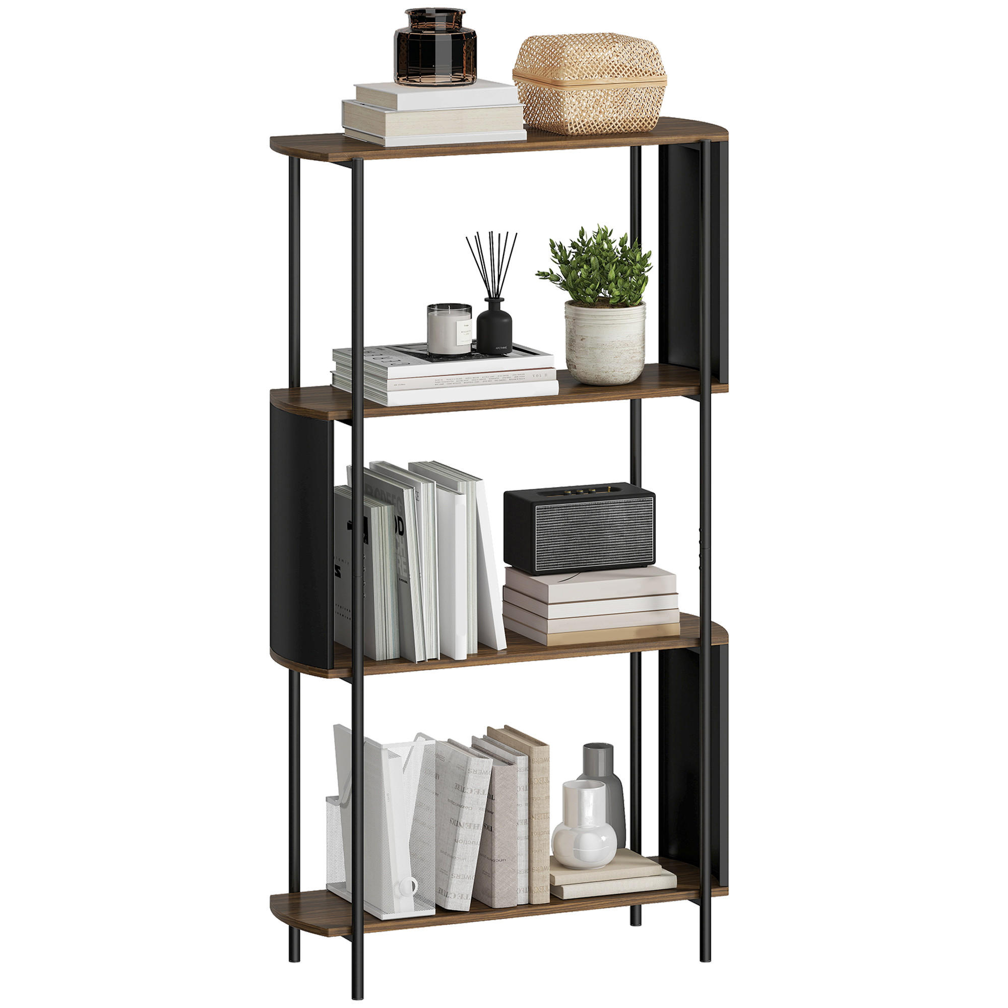 STANDREGAL DE-09391 4-stufig mit geschwungenem Design Braun - Braun, Metall (30/141/80cm) - ComfortXL