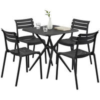 GARTENMÖBEL-SET Klara 4 Stühle 190x190x82cm Kunststoff Schwarz Balkonset - Schwarz, Kunststoff - DELUKE