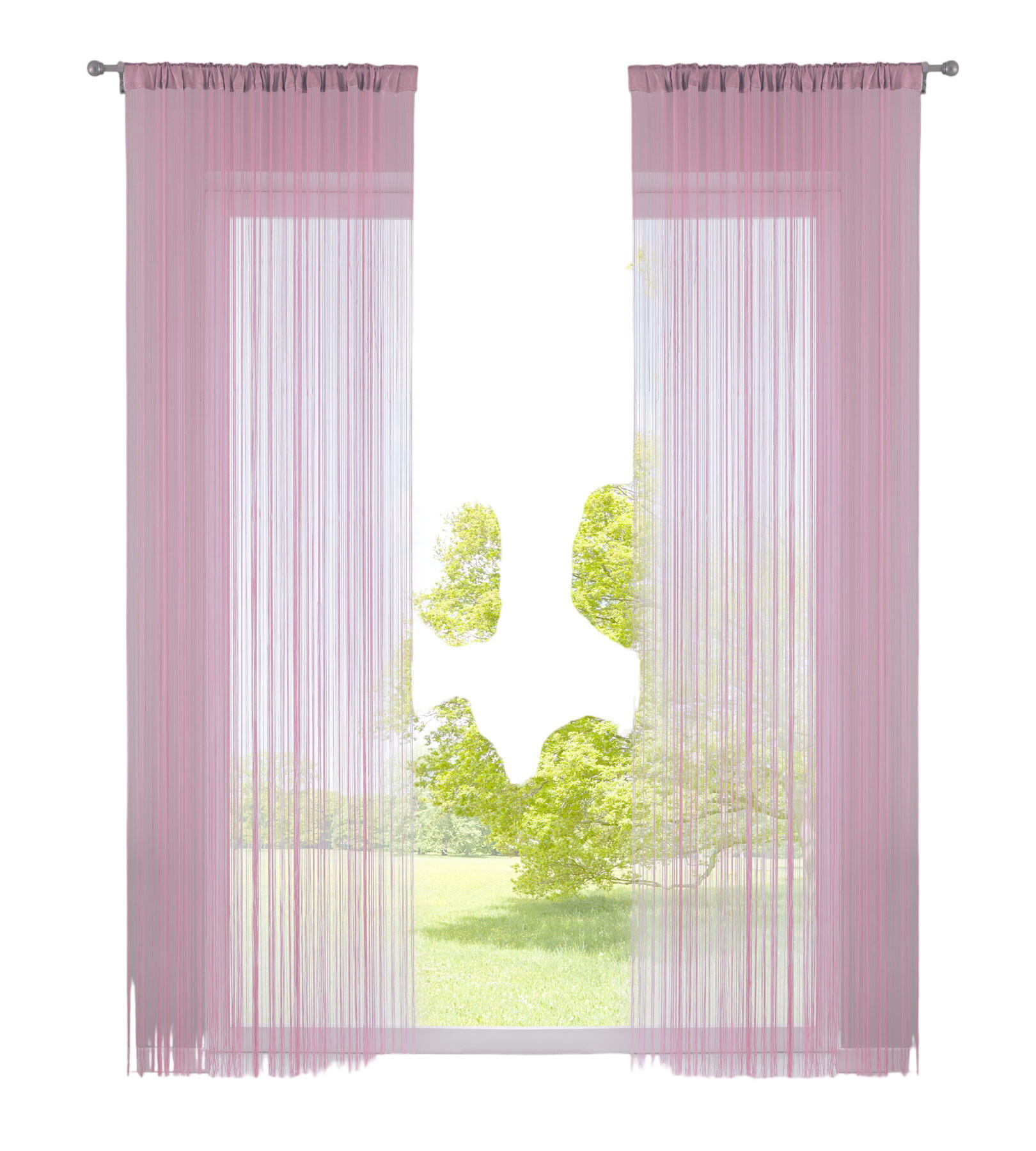 FADENGARDINE 2ER SET HxB 250x140 cm Rosa - Rosa, Textil (140/250cm) - Gardinenbox