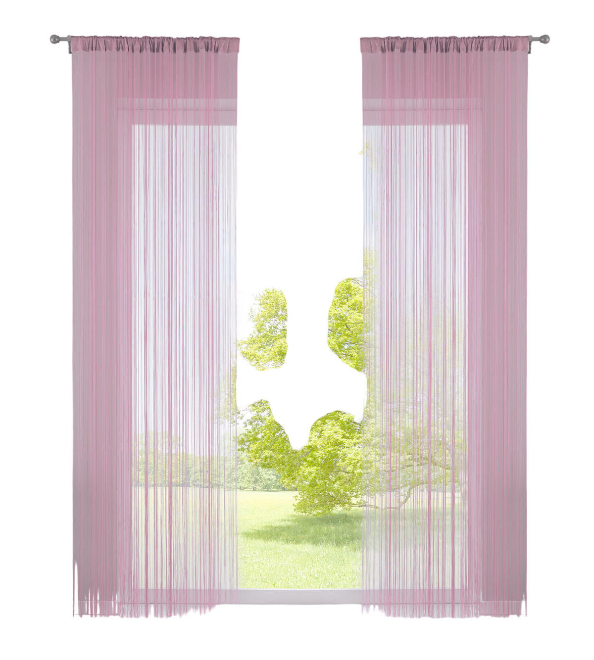 FADENGARDINE 2ER SET HxB 250x140 cm Rosa - Rosa, Textil (140/250cm) - Gardinenbox
