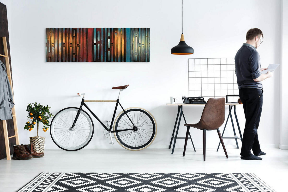 HOLZBILD Bunt 144/44 cm - Multicolor, Holz (6/44cm) - KUNSTLOFT