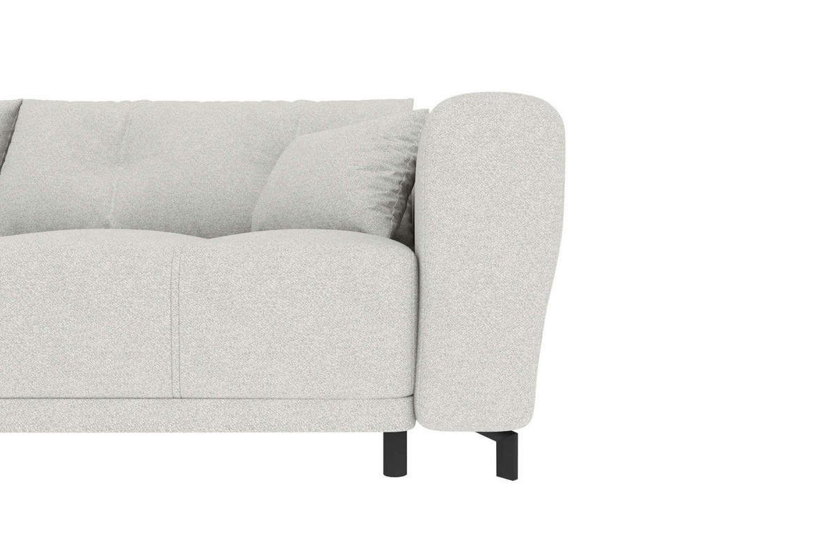 ECKSOFA Massimo Strukturstoff Hellgrau inkl. Schlaffunktion Links - Hellgrau/Schwarz, Textil/Metall (246/177cm) - 99rooms