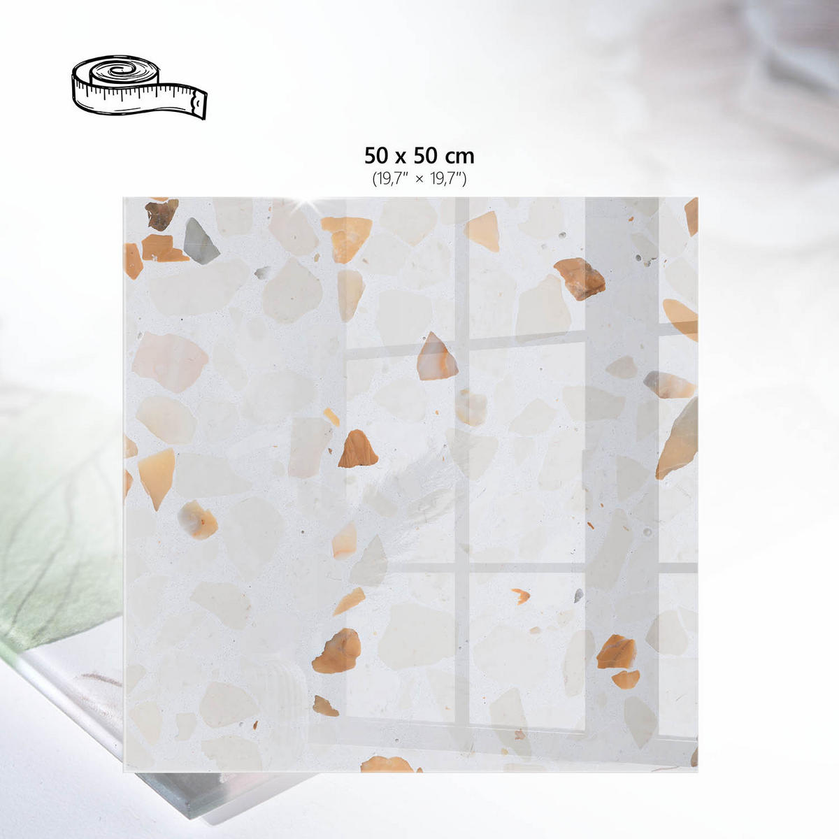 TISCHPLATTE 50x50 cm – Steinmosaik - Blau, Glas (50/50/0.4cm) - Wallfluent
