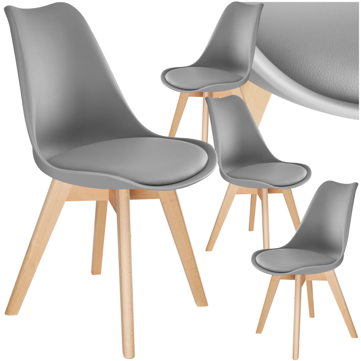 ESSZIMMERSTUHL 4er Set Frederikke,49 x 56 x 82,5 cm,grau - Grau, Textil (49/82/53cm) - tectake