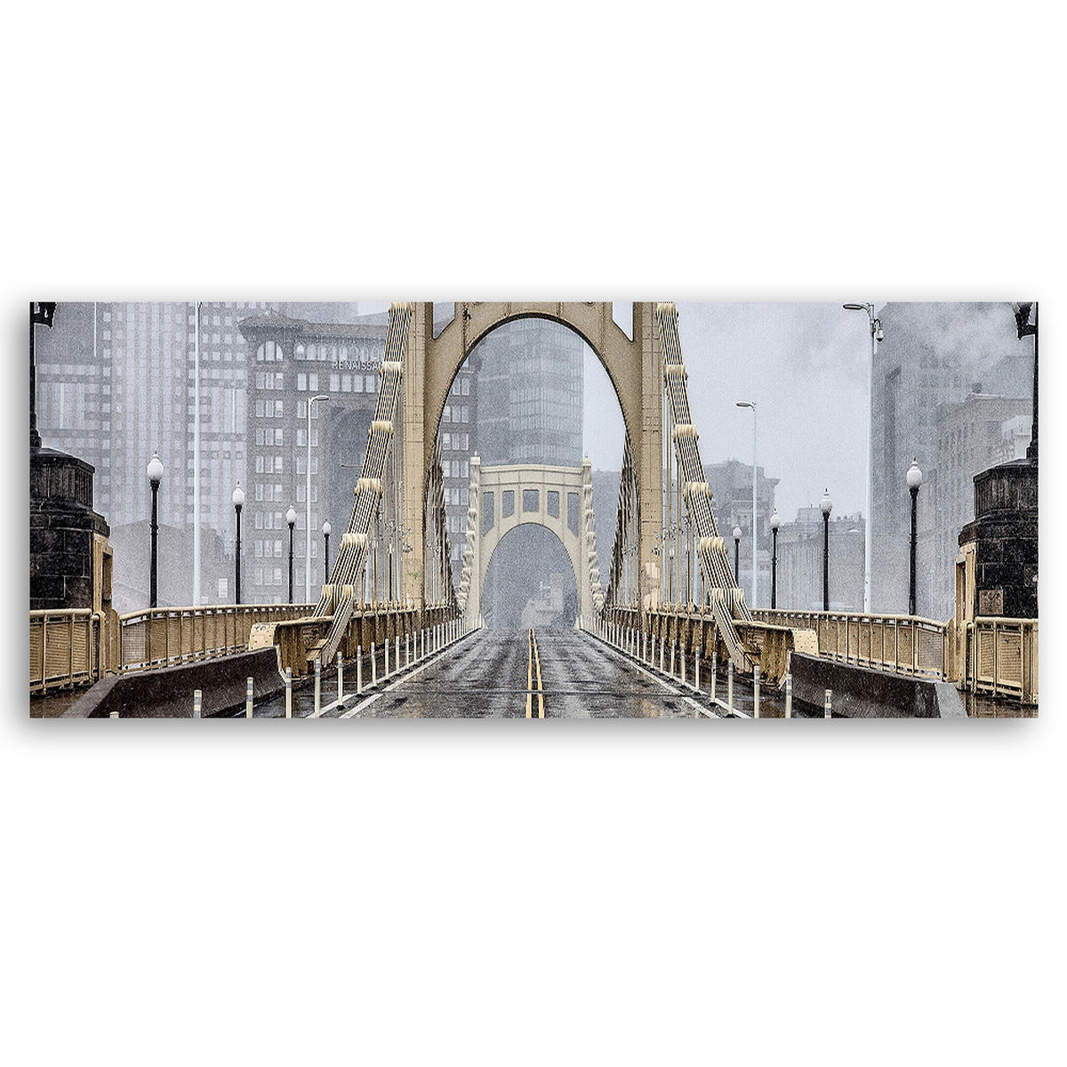 WANDBILD brooklyn brücke ny - Beige, Textil (90/30cm) - Feeby