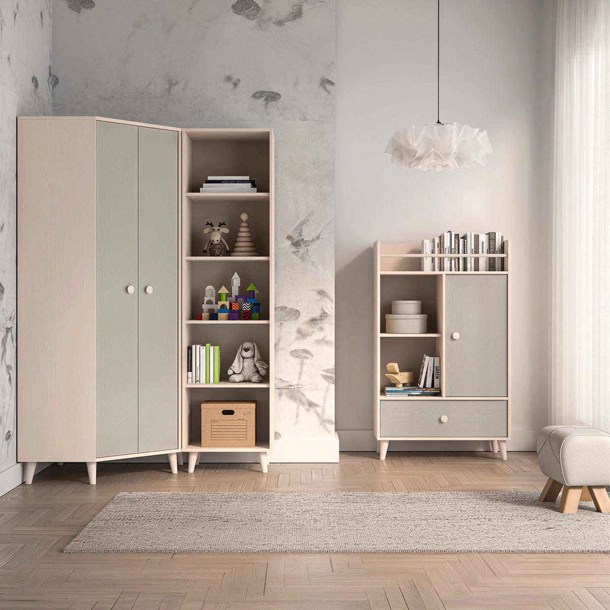 SKRIŇA 2 dvere Alycia Béžová - Sivá - Efekt dreva - sivá, drevo (80/190/80cm) - Petits-meubles