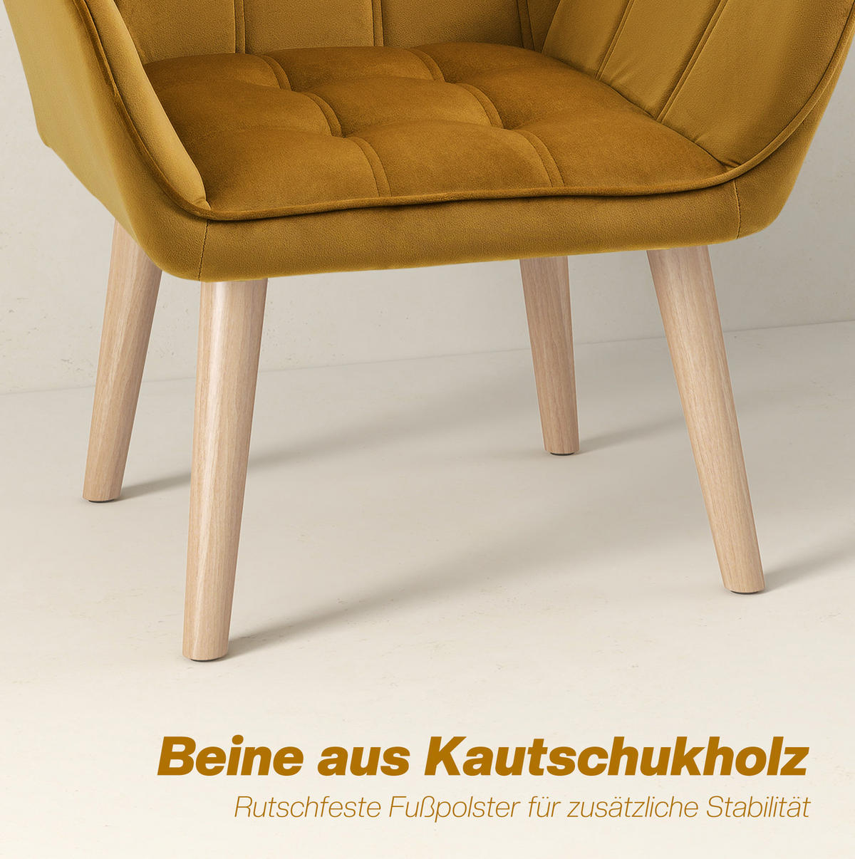 OHRENSESSEL 67/61,5/71 cm in Gelb im skandinavischen Design - Gelb, Textil (61.5/71/67cm) - Flora Grace
