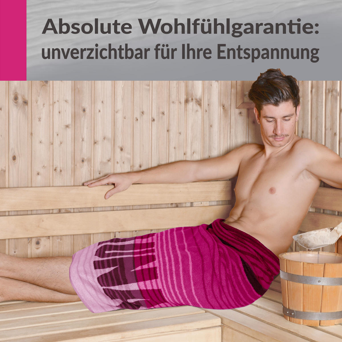 SAUNAHANDTUCH Oslo Rosa – Weinrot 85x200 cm - Weinrot/Rosa, Naturmaterialien (85/200cm) - Lashuma