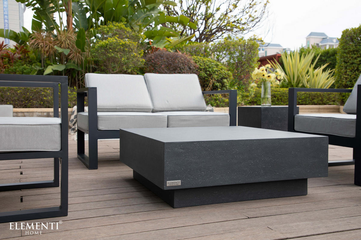 COUCHTISCH TEVERE aus GF-Beton Quadratisch, Wetterbeständig, 102x102x36 cm - Dunkelgrau, Naturmaterialien (102/102/36cm) - Elementi