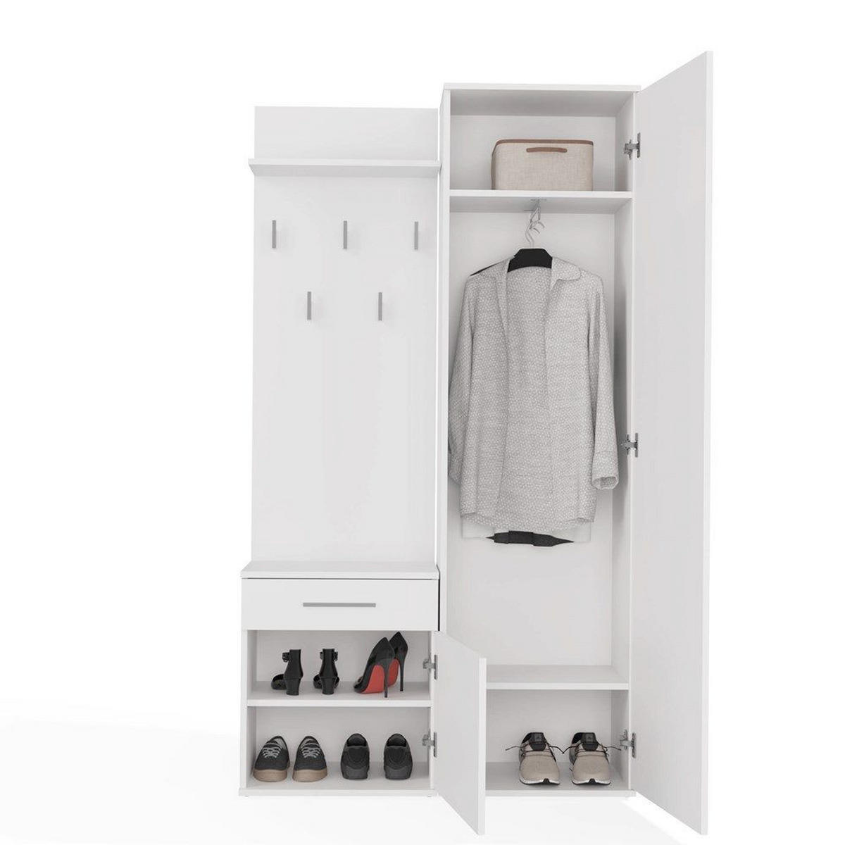 GARDEROBENSET Gustav (3-teilig) - Weiß, Holzwerkstoff (50/180/35cm) - kommodly