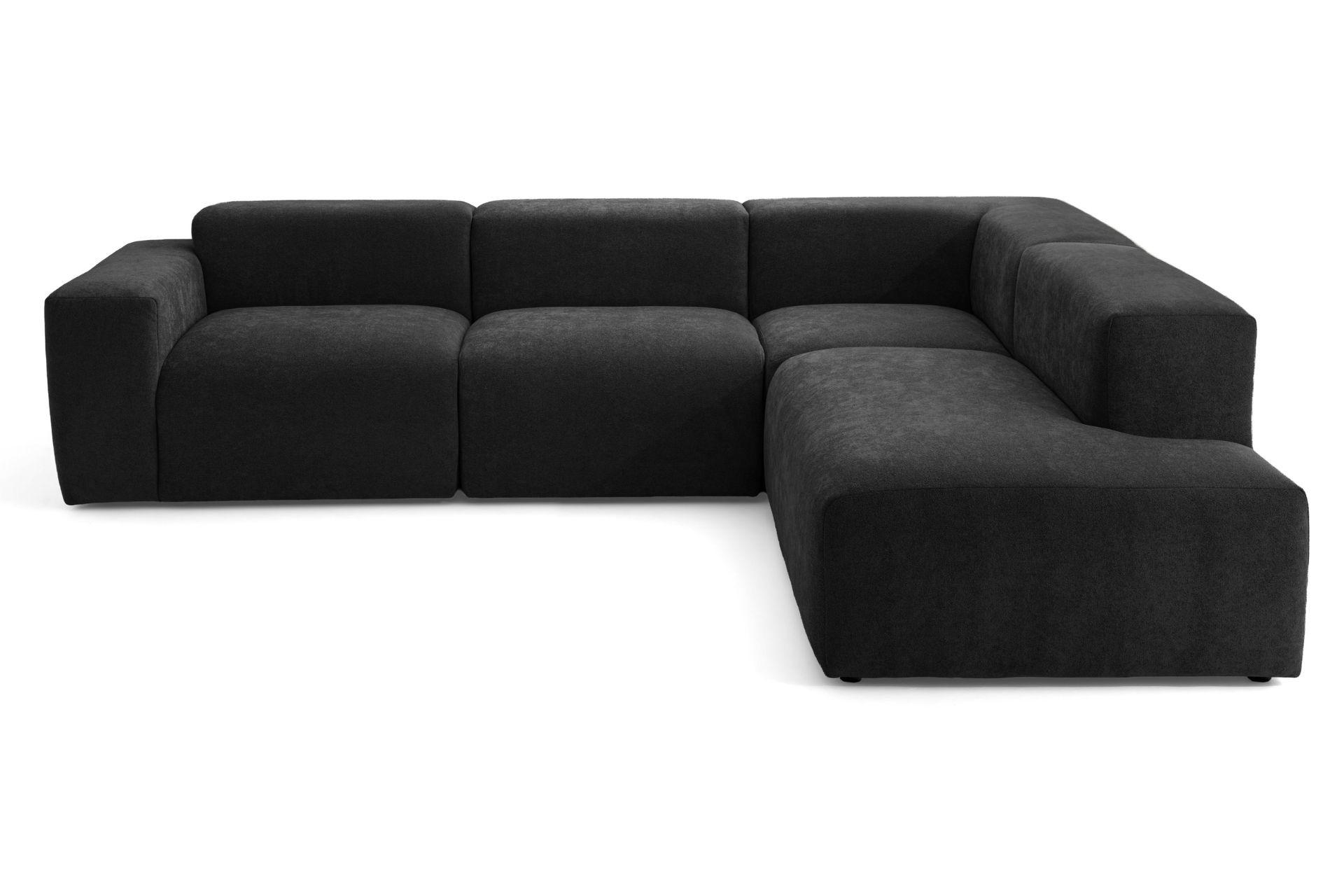 4-SITZER modulares Ecksofa HEAVEN SET 2 Rechts, Breite 300 cm Webstoff Schwarz - Schwarz, Holz/Kunststoff (245/300cm) - Muffo