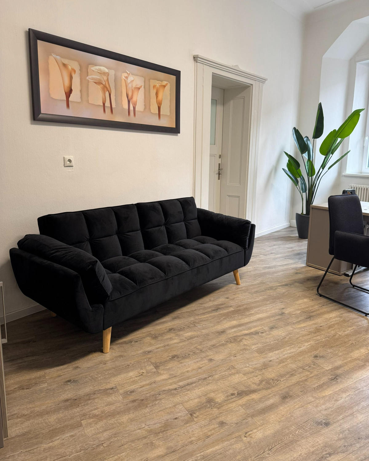 3-SITZER-SCHLAFSOFA Samtstoff Schwarz Asby - Schwarz, Textil (218/82/83cm) - Beliani