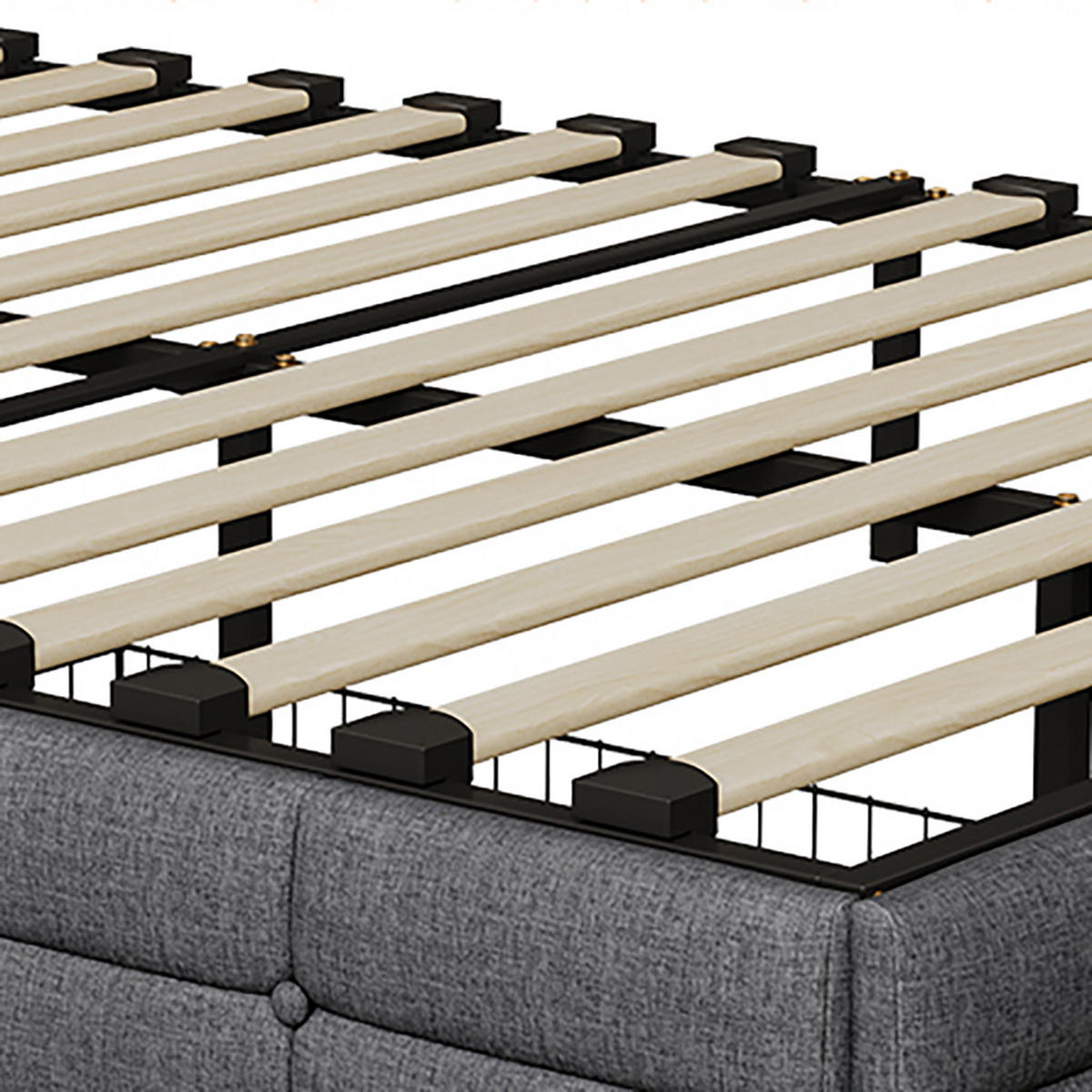 POLSTERBETT Reversibel 140/200 cm mit 2 Schubladen & RGB-LED Leinenoptik Grau - Grau, Textil (140/200cm) - Creahappy