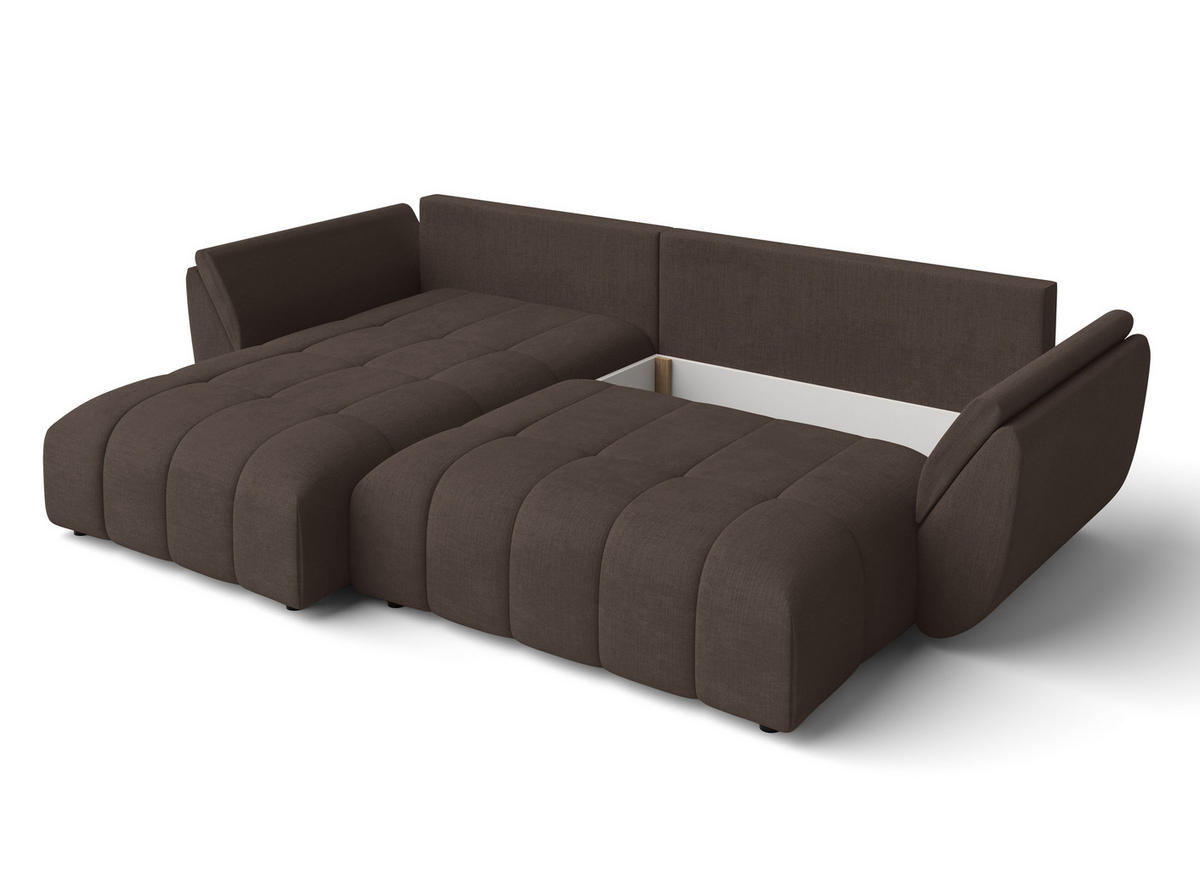 ECKSOFA L Form Verciani Braun 266/190/91 cm mit Schlaffunktion - Schwarz/Braun, Kunststoff/Textil (266/190cm) - AX Living