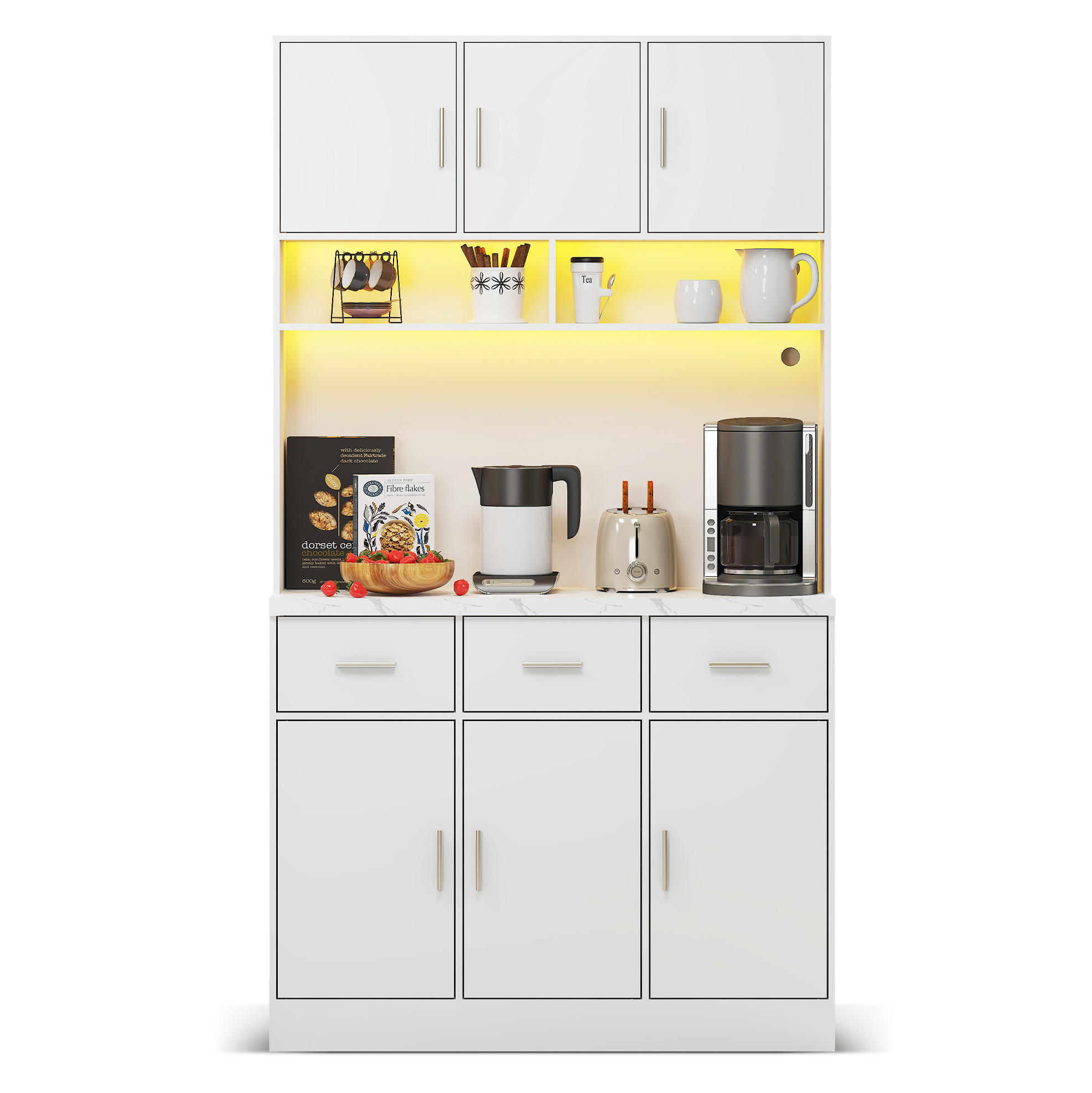 BUFFET 100/180/40 cm Weiß aus MDF mit LED-Beleuchtung - Weiß, Holzwerkstoff (40/180/100cm) - OKMYHOME