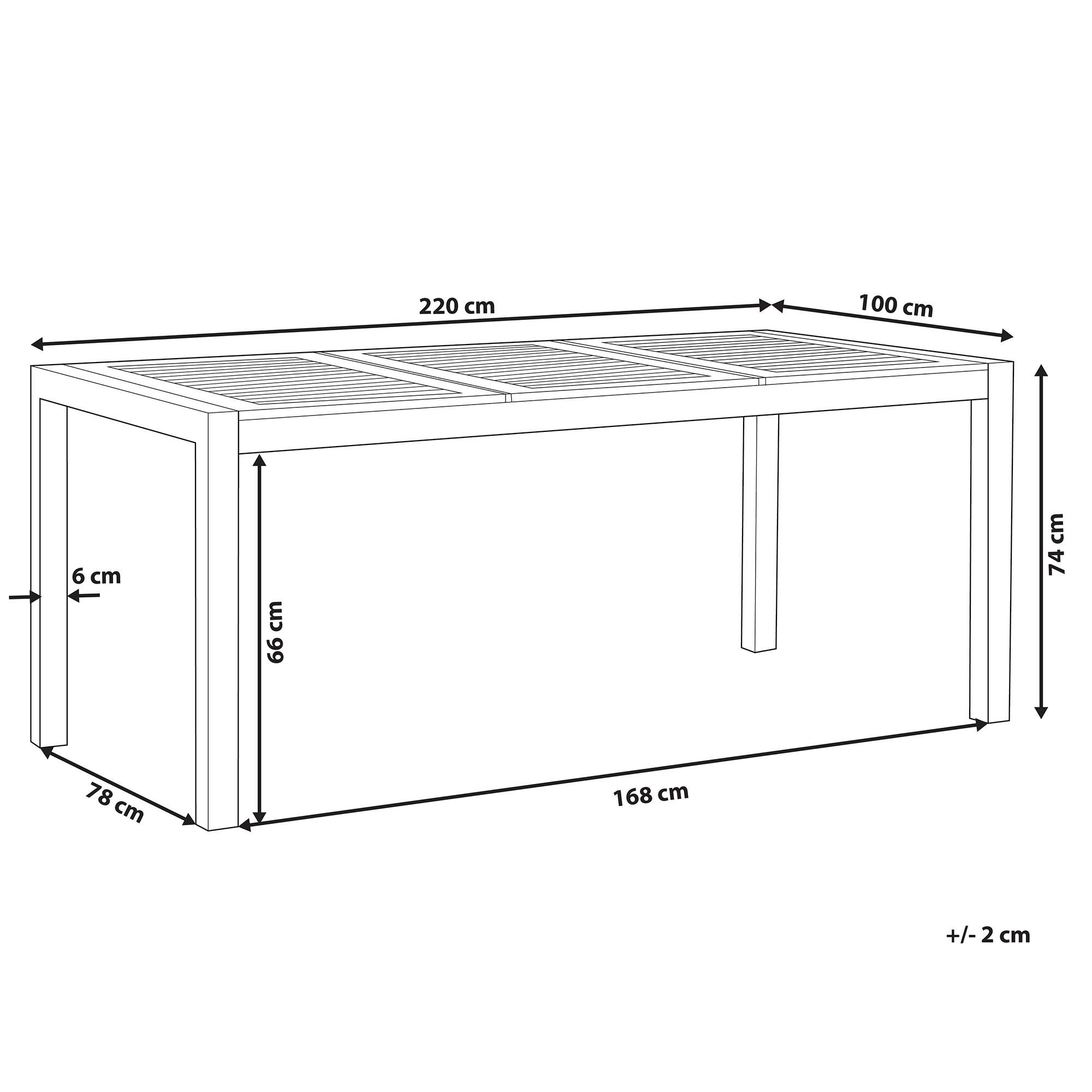 Thumbnail - Beliani Gartentisch, Hellbraun, Silber, Metall, Quadratisch, 100x74x220 cm, Gartenmöbel, Gartentische, Gartentische