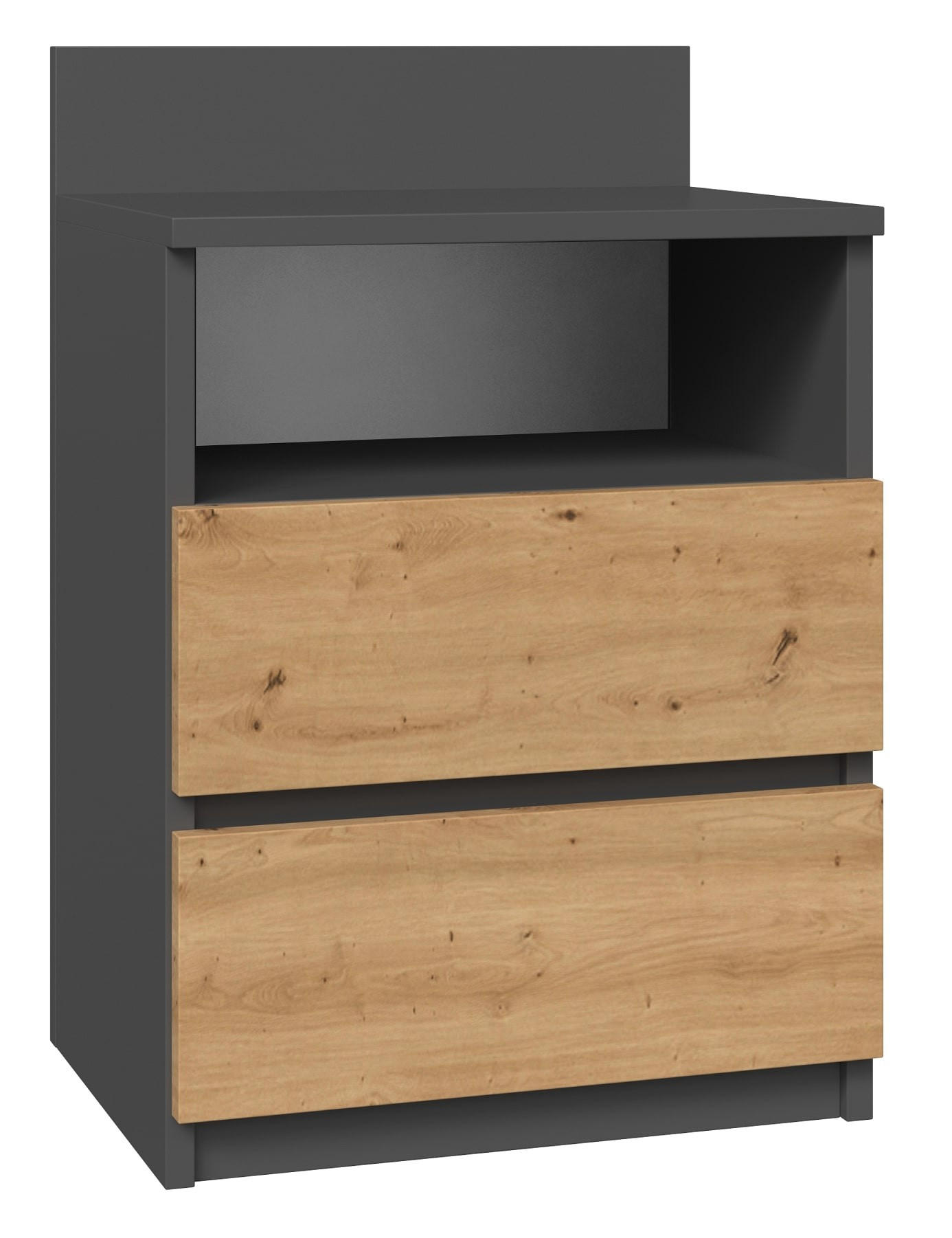 NACHTTISCH MALWA M1 ANTHRAZIT / EICHE ARTISAN - Anthrazit/Eiche Artisan, Holzwerkstoff (40/59/32cm) - CDF