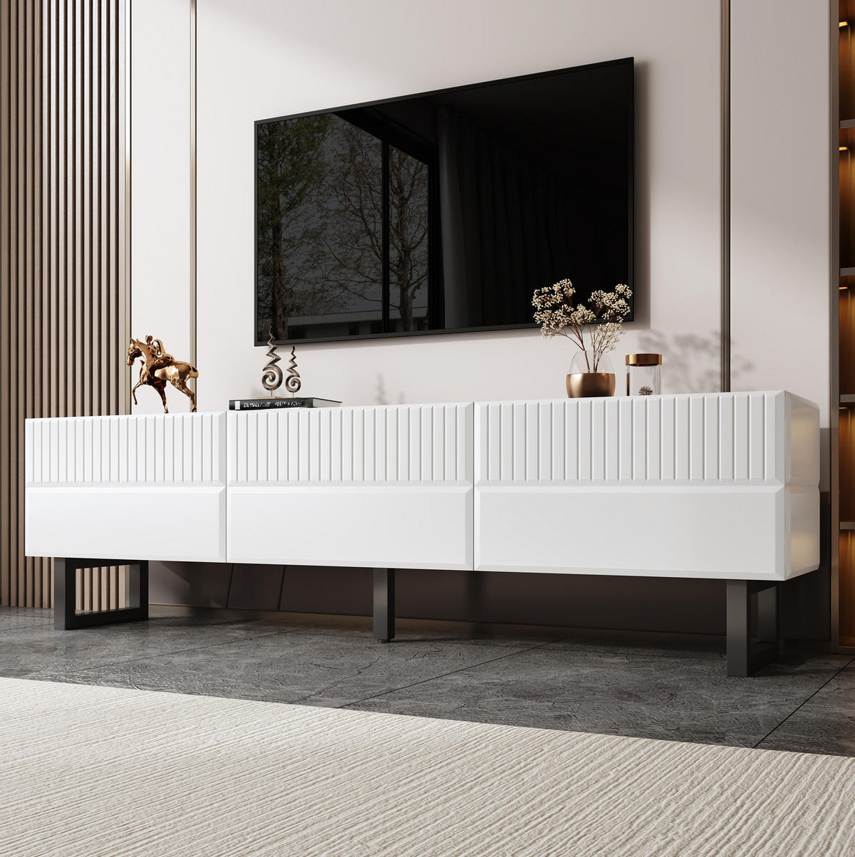 TV-SCHRANK mit Schubladen 170 x 35 cm Schwarz/Weiß - Schwarz, Holzwerkstoff (35/47/170cm) - Beauniv