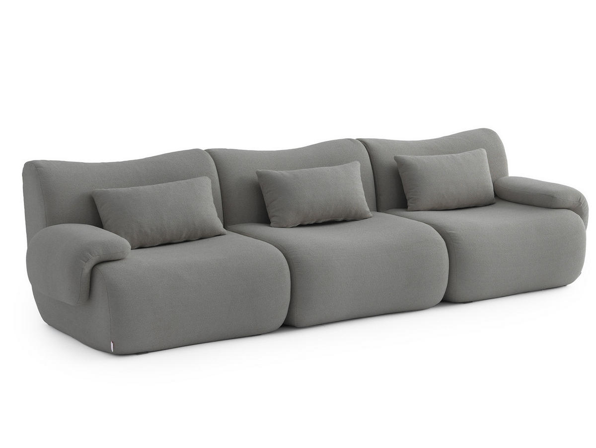 3-SITZER-SOFA Bouclé-Stoff Wolkengrau - Grau, Textil (281/73/95cm) - MILYsofa