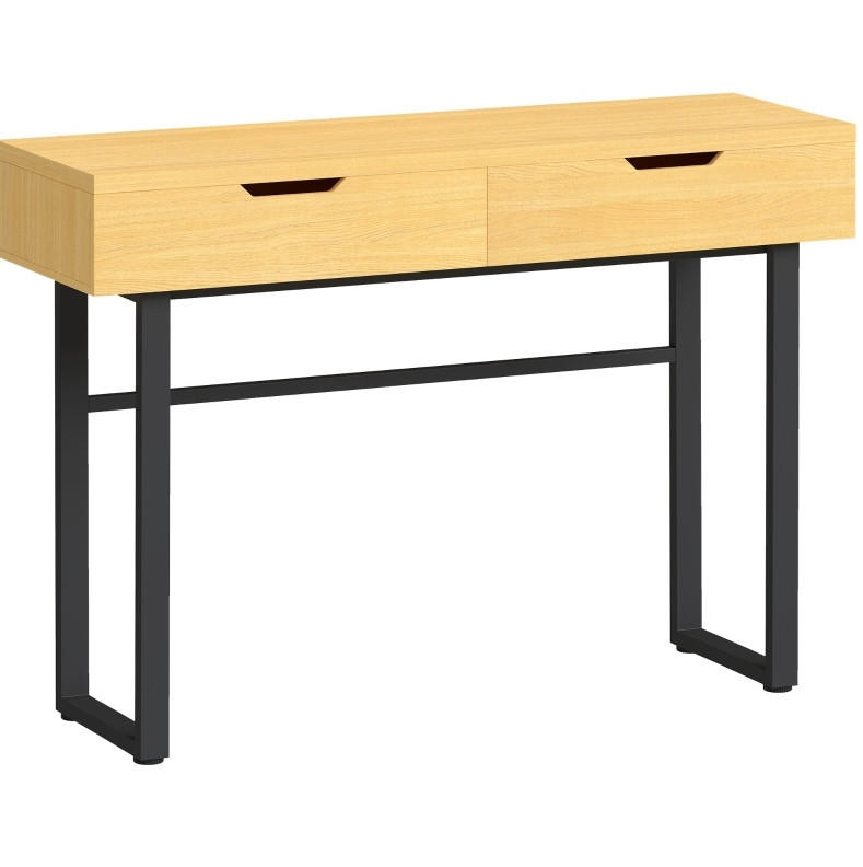 KONSOLENTISCH 110/35/76,5 cm natur aus Holz und Metall mit 2 Schubladen - Naturfarben, Holz (110/35/76.5cm) - OKWISH