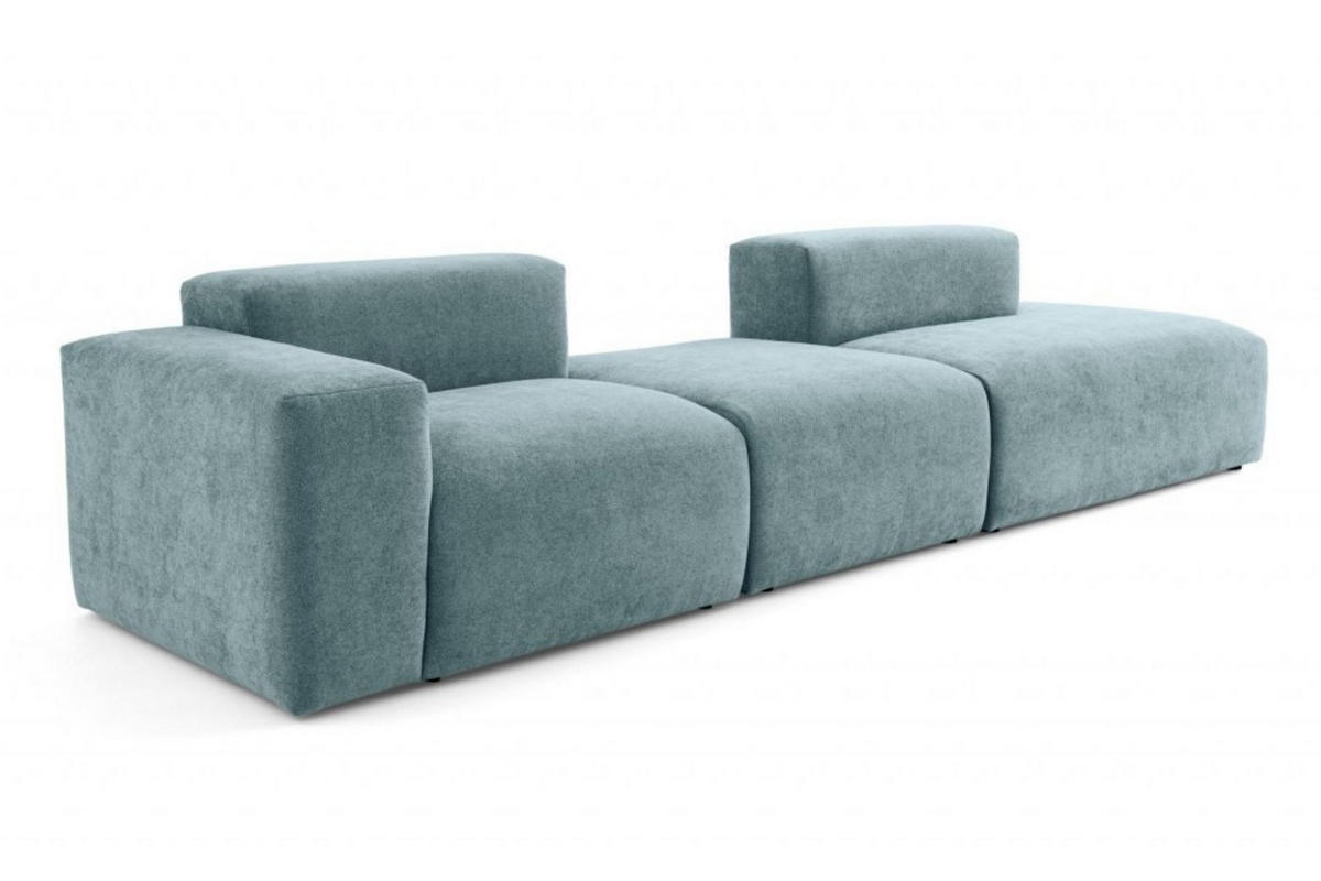 4-SITZER modulares Sofa HEAVEN SET 4 Rechts, Breite 335 cm Webstoff Blaugrau - Blaugrau/Schwarz, Holz/Kunststoff (102/71/335cm) - Muffo