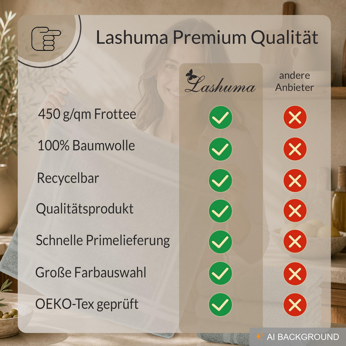 FROTTEE Küchenhandtücher 50x50 cm, 4er Set, Stein Grau - Grau, Textil (50/50cm) - Lashuma