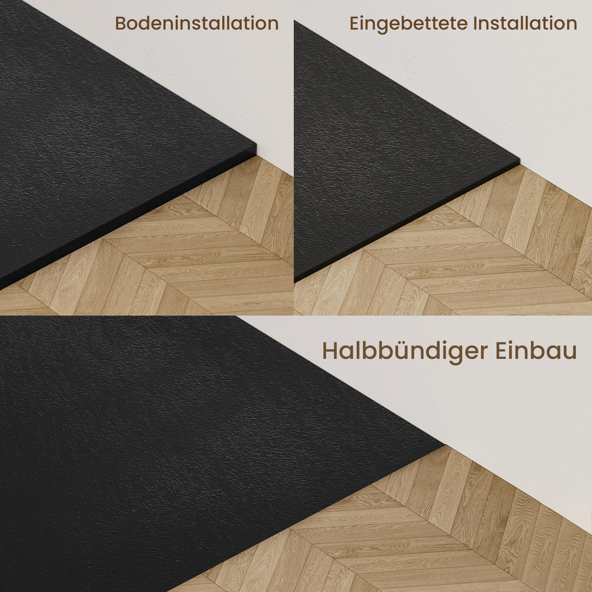DUSCHWANNE mit rutschhemmender Oberfläche Schwarz 90/90 cm - Schwarz, Naturmaterialien (90/2.6/90cm) - EMKE