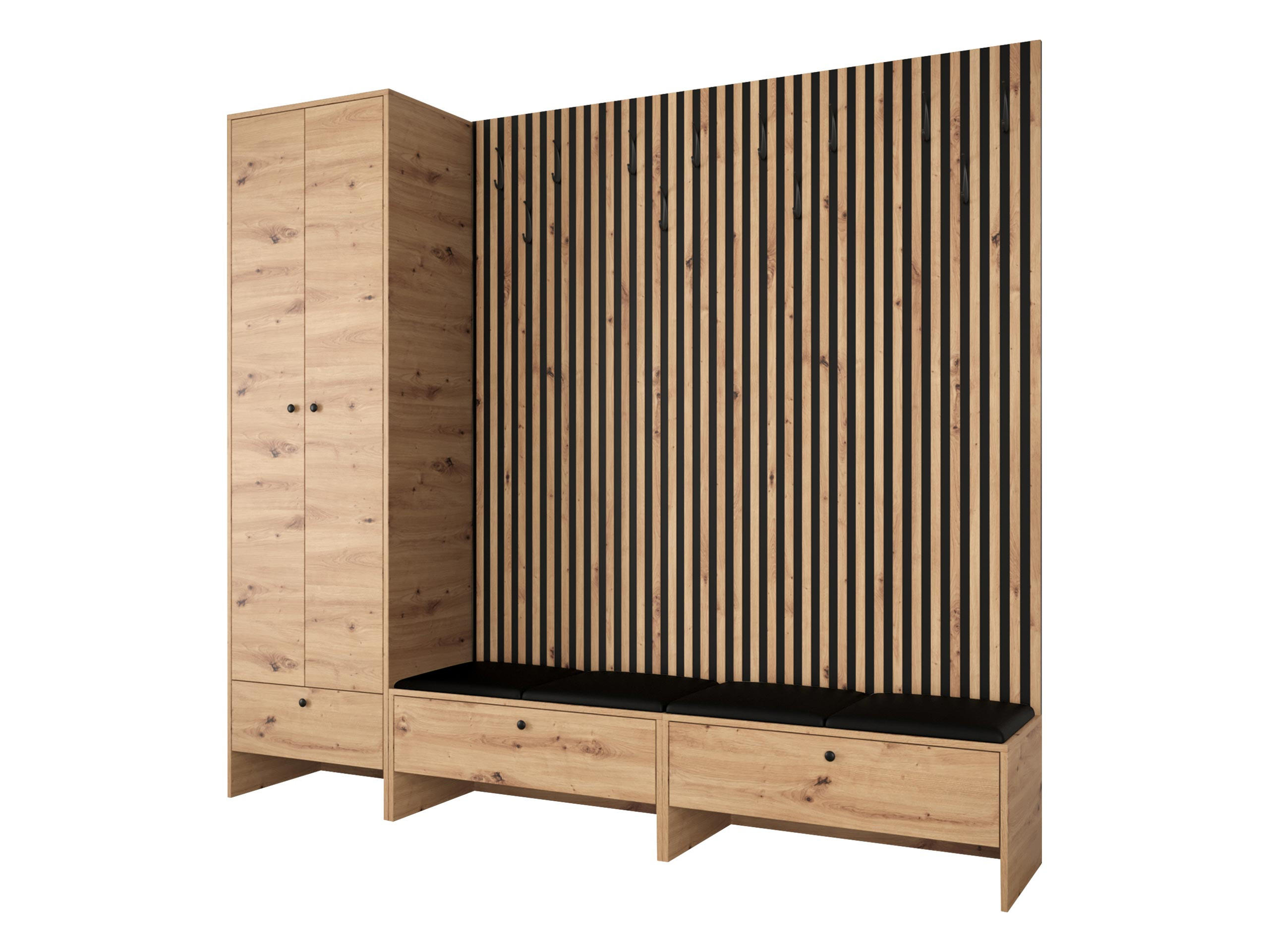 GARDEROBE Balma VI - Schwarz Hochglanz, Holzwerkstoff (230/206/44cm) - MIRJAN24
