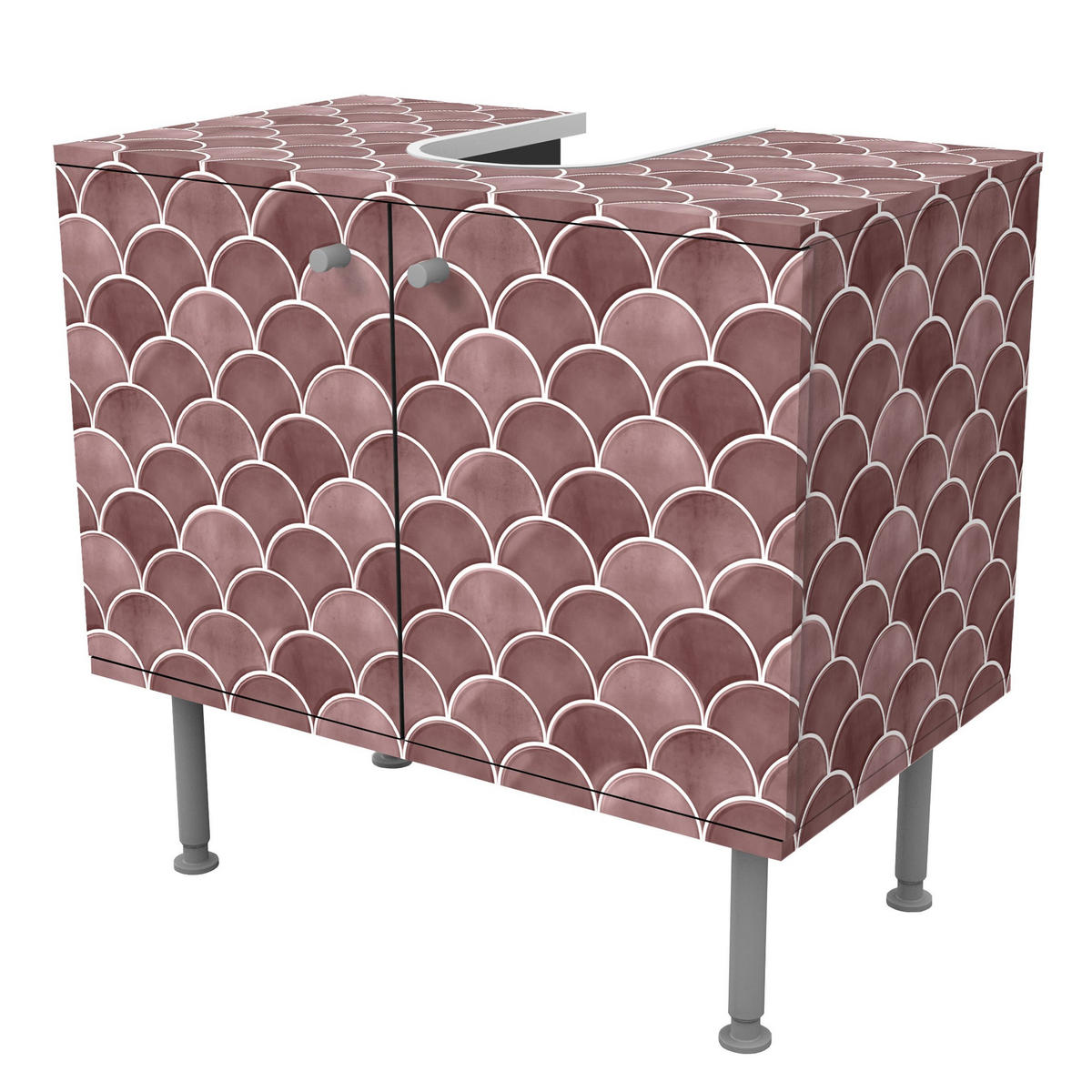 WASCHBECKENUNTERSCHRANK Fischschuppen Fliesen Keramikoptik Rosa 60/55/35 cm - Rosa, Holzwerkstoff (60/55/35cm) - Bilderwelten