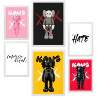 POSTER Set Mit 6 Messaggio Iconico Di Kaws A3 & A4 Weißer Rahmen - Weiß, Papier (29/3cm) - Nacnic