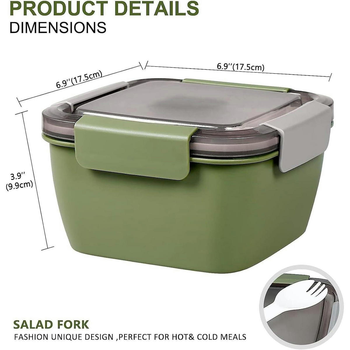 BENTO Box 3 Fächer 1500 ML Armeegrün - Olivgrün, Kunststoff (17/9.6/17cm)