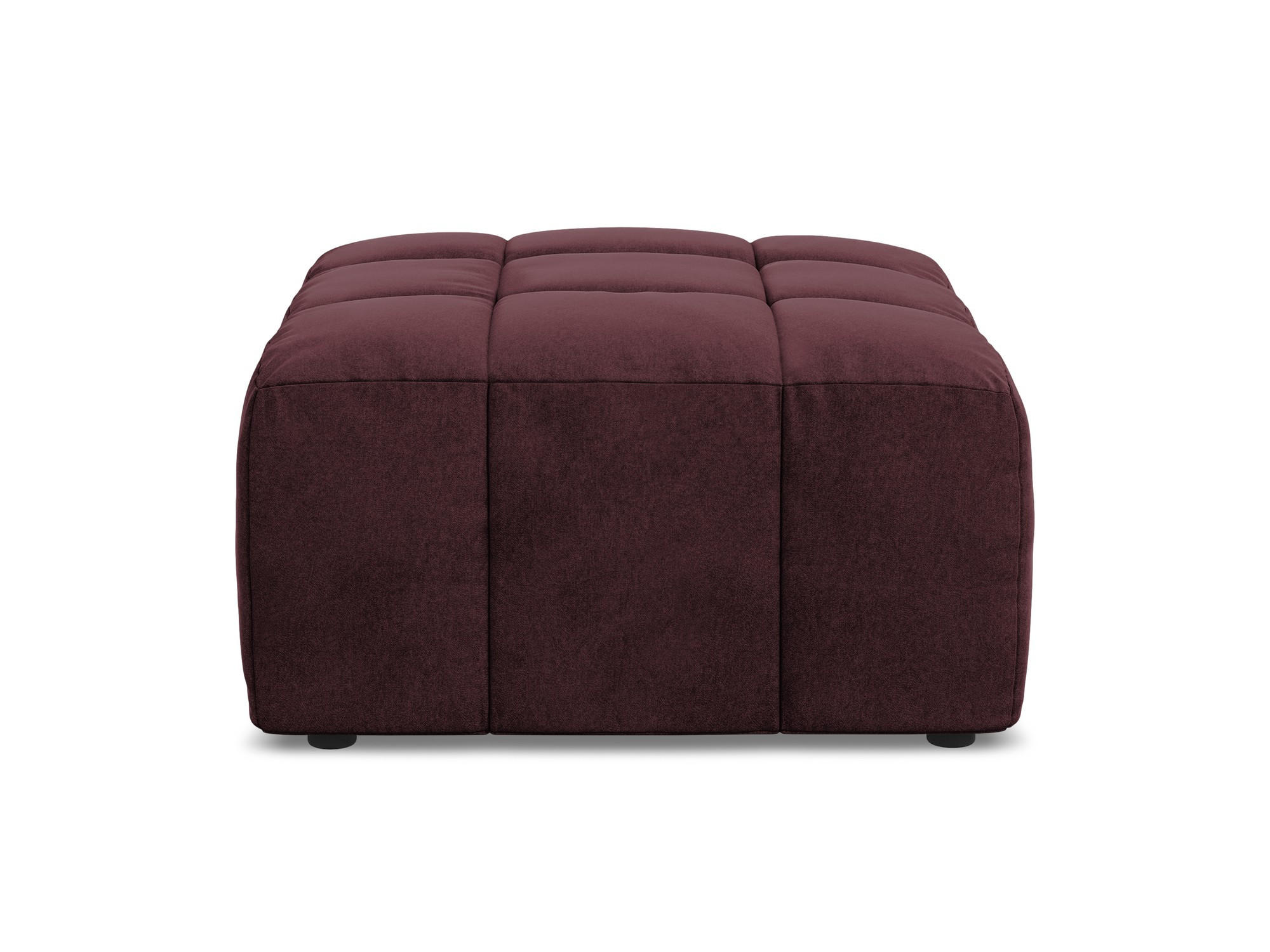 POUF Samt Stoff Rot - Weinrot/Schwarz, Holzwerkstoff/Kunststoff (75/41/90cm) - Makamii