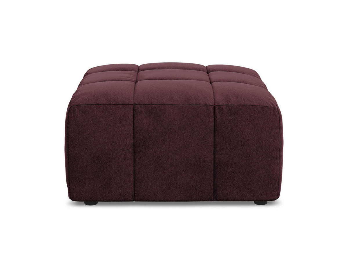 POUF Samt Stoff Rot - Weinrot/Schwarz, Holzwerkstoff/Kunststoff (75/41/90cm) - Makamii
