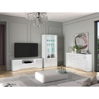 WOHNZIMMER Set 3-tlg. – Glamour - Weiß Hochglanz, Holzwerkstoff (87/190/41cm) - hi-markt