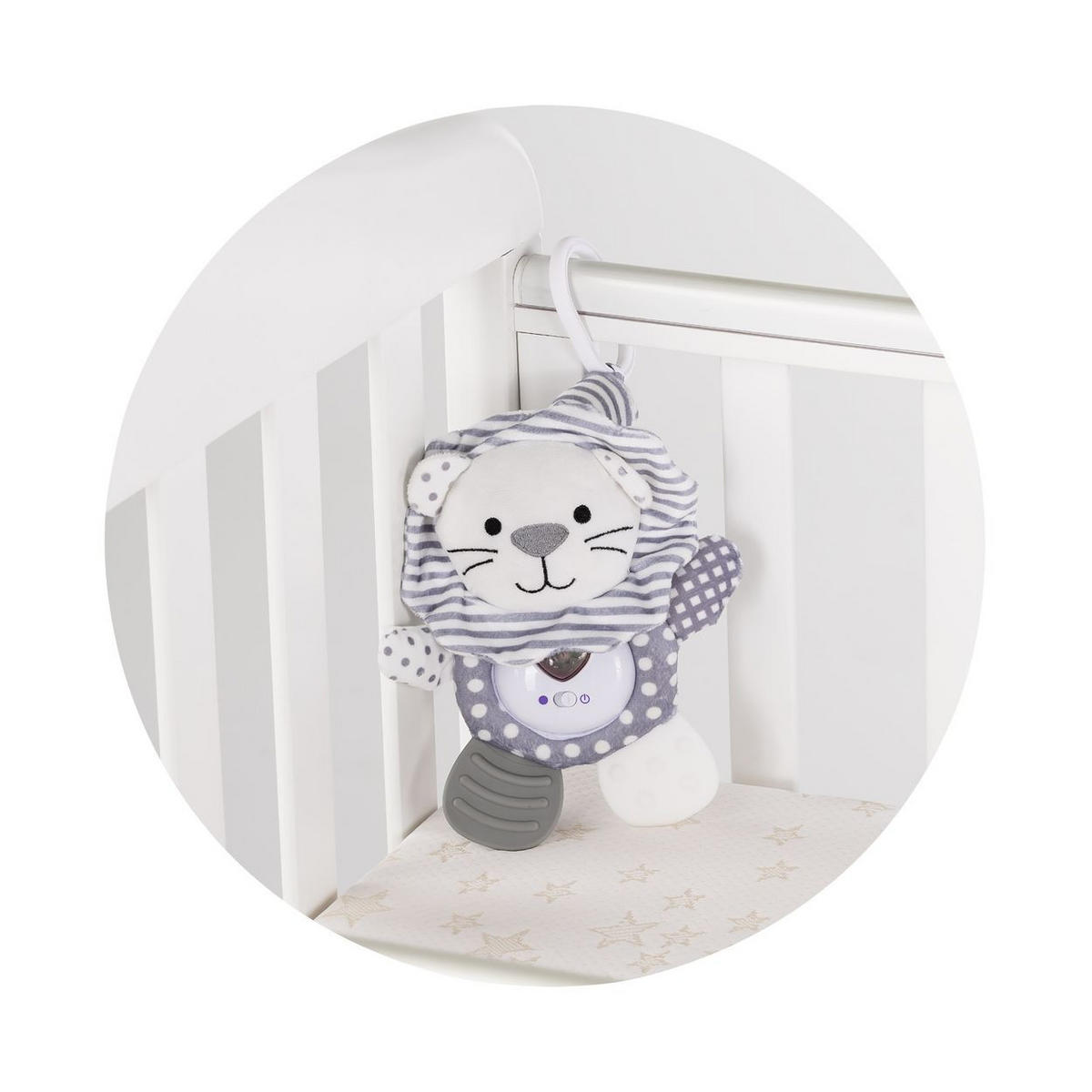 MUSIKMOBILE kleine Tiere weiß Plüschtiere, Licht, Beißring, ab Geburt, 15 Melodien, kompakt - Weiß, Kunststoff (17/38/6cm) - Chipolino
