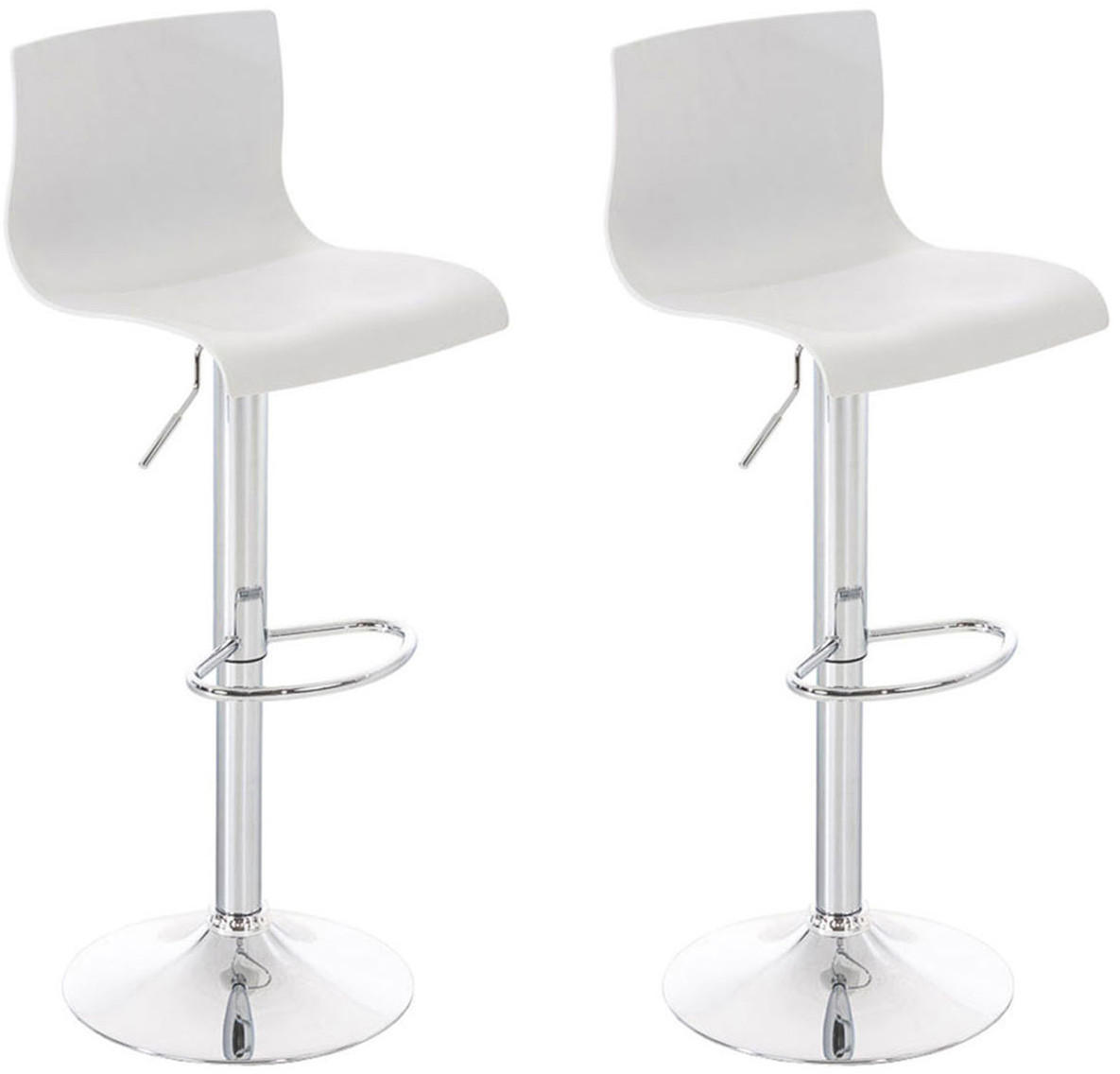BARHOCKER 2er Set Kunststoff weiß - Chromfarben/Weiß, Kunststoff/Metall (39/84/36cm) - CLP